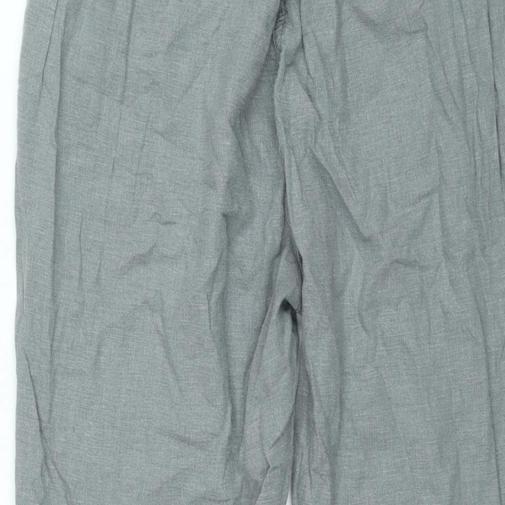 Bonmarché Womens Grey Linen Carpenter Trousers Size 10 L20 in Regular - Elasticated Waist