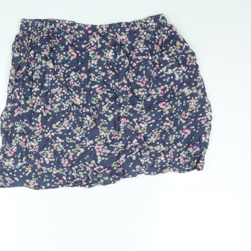 Indigo Womens Blue Floral Viscose A-Line Skirt Size 12