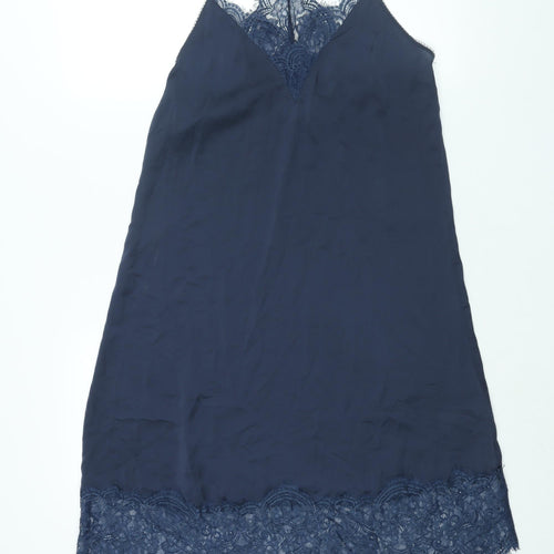 NEXT Womens Blue Solid Polyester Cami Dress Size 8 - Lace Trim