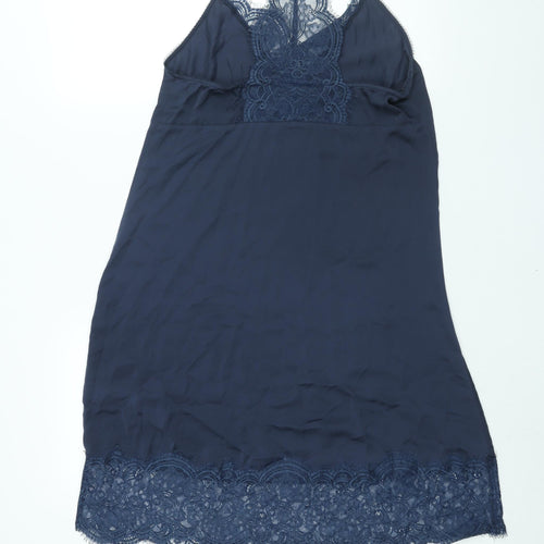NEXT Womens Blue Solid Polyester Cami Dress Size 8 - Lace Trim
