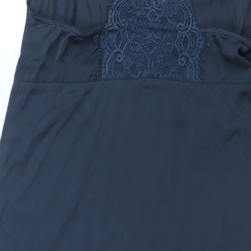 NEXT Womens Blue Solid Polyester Cami Dress Size 8 - Lace Trim