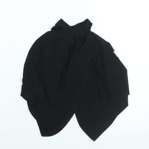 PRETTYLITTLETHING Womens Black Polyester Cropped Blouse Size 4 Mock Neck