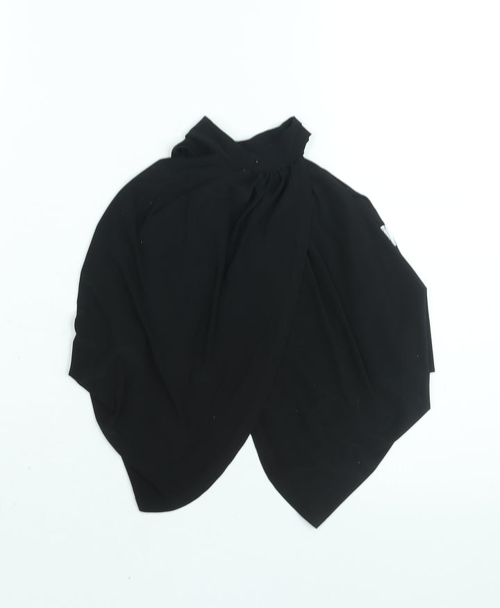 PRETTYLITTLETHING Womens Black Polyester Cropped Blouse Size 4 Mock Neck