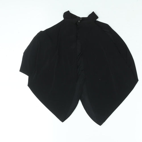 PRETTYLITTLETHING Womens Black Polyester Cropped Blouse Size 4 Mock Neck