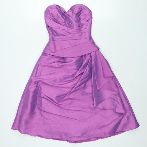 Sacha James Womens Pink Polyester Fit & Flare Size 10 Sweetheart Lace Up - Pleated