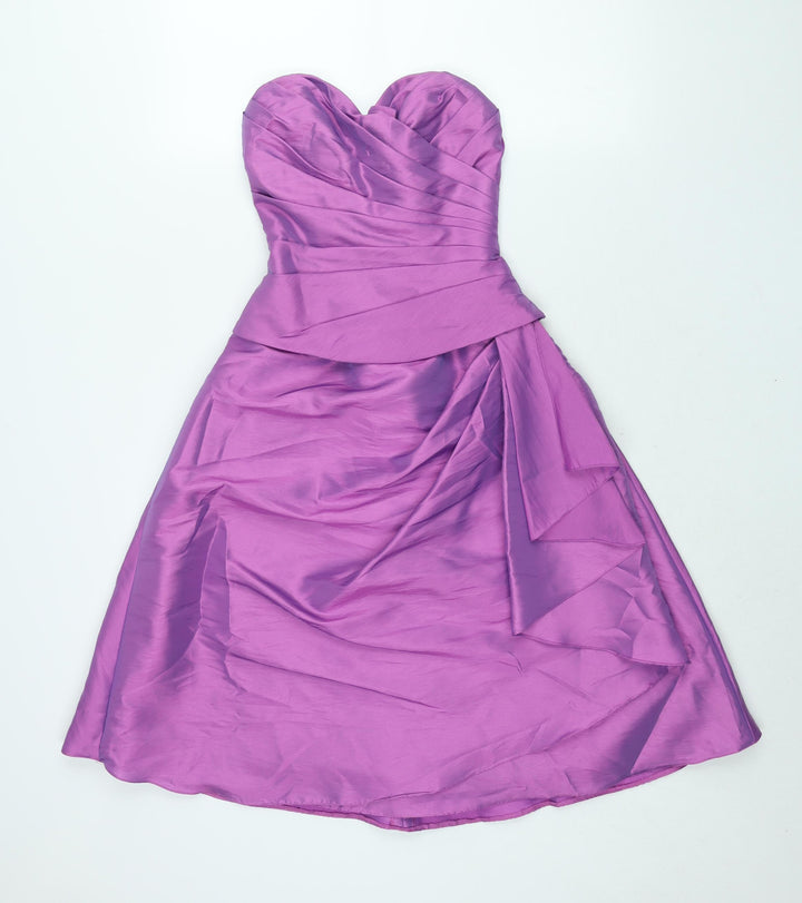 Sacha James Womens Pink Polyester Fit & Flare Size 10 Sweetheart Lace Up - Pleated