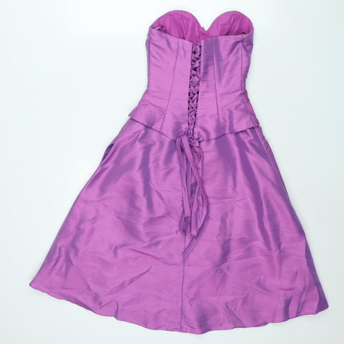 Sacha James Womens Pink Polyester Fit & Flare Size 10 Sweetheart Lace Up - Pleated