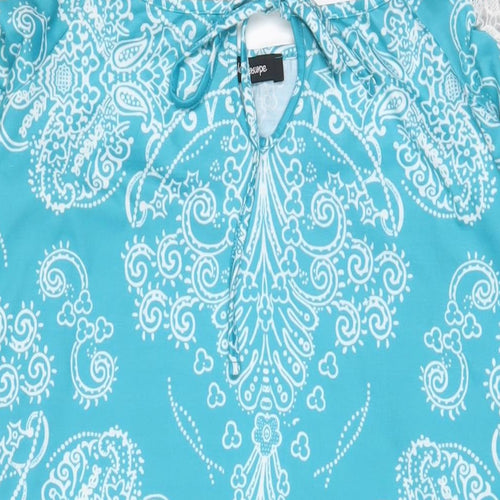 Kaleidoscope Womens Blue Fair Isle Polyester A-Line Size 16 Boat Neck Pullover - Lace