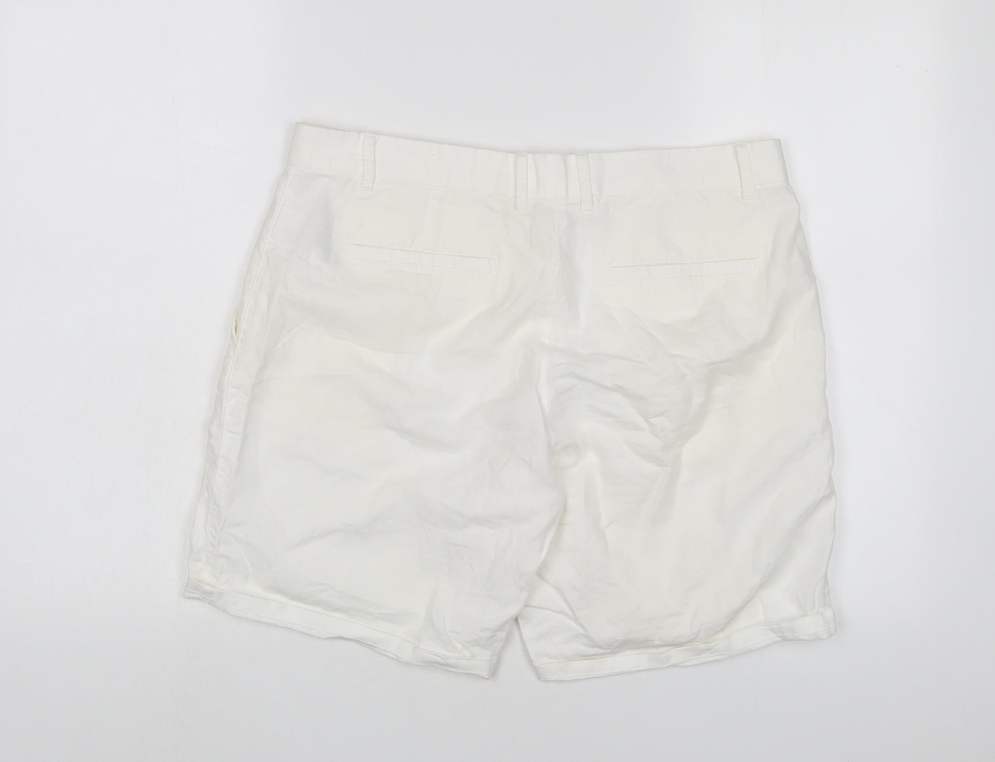 Gap Womens White Linen Bermuda Shorts Size 12 L8 in Regular Zip