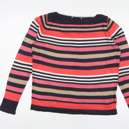 Marks and Spencer Womens Multicoloured Crew Neck Striped Acrylic Pullover Jumper Size 8