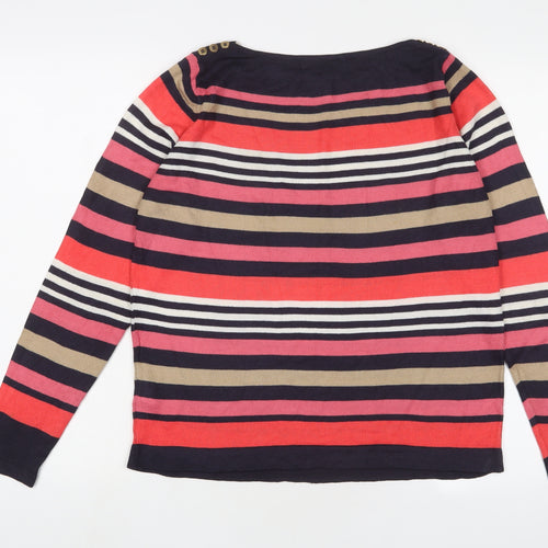 Marks and Spencer Womens Multicoloured Crew Neck Striped Acrylic Pullover Jumper Size 8