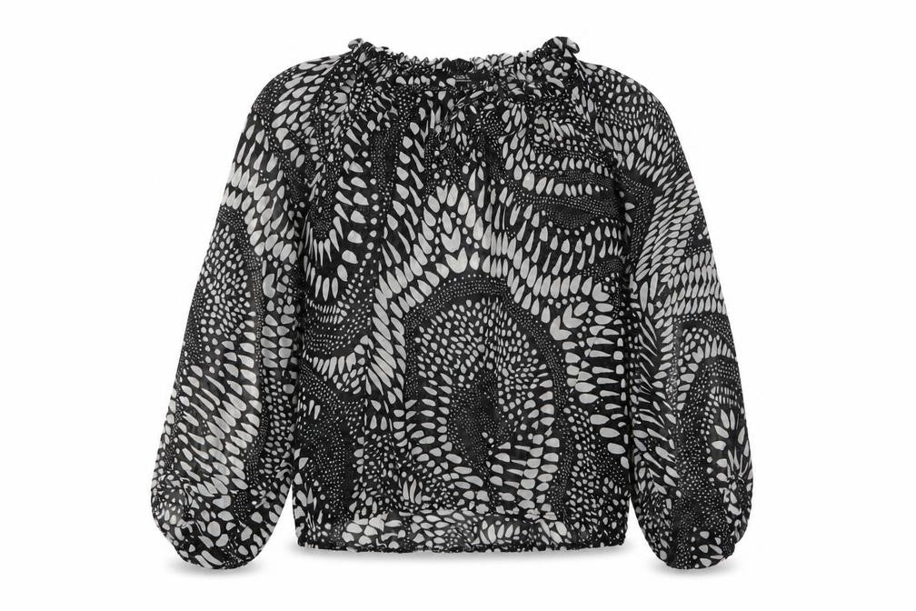 Julien Macdonald Womens Black Geometric Polyester Basic Blouse Size 8 Boat Neck