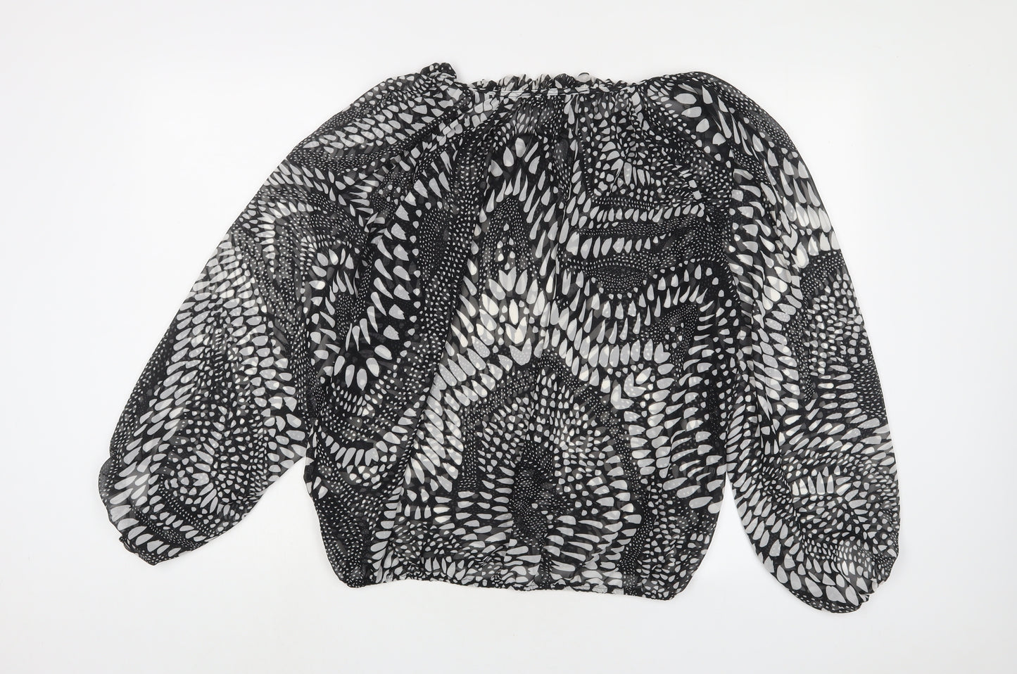 Julien Macdonald Womens Black Geometric Polyester Basic Blouse Size 8 Boat Neck