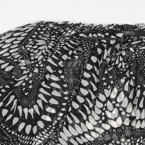 Julien Macdonald Womens Black Geometric Polyester Basic Blouse Size 8 Boat Neck