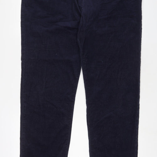 Marks and Spencer Womens Blue Cotton Trousers Size 20 L30 in Regular Zip