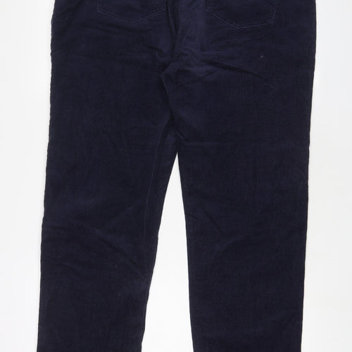 Marks and Spencer Womens Blue Cotton Trousers Size 20 L30 in Regular Zip