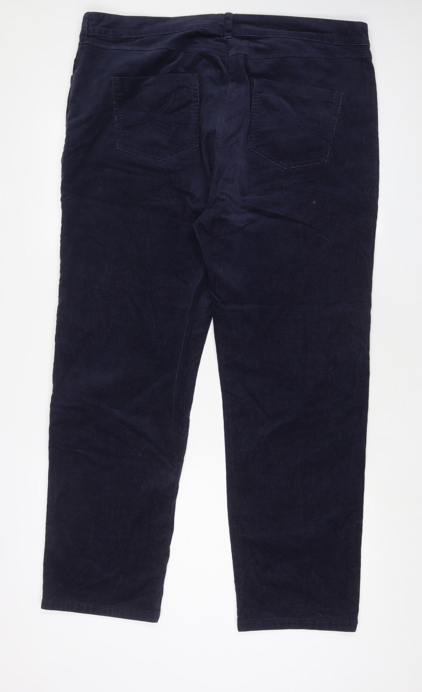 Marks and Spencer Womens Blue Cotton Trousers Size 20 L30 in Regular Zip