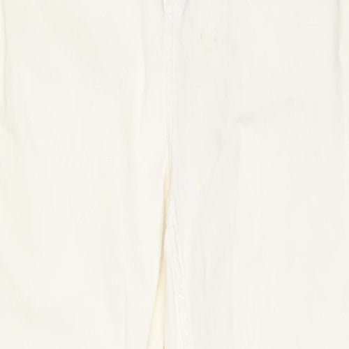 Bershka Womens Ivory Cotton Flared Jeans Size 16 L32 in Regular Zip