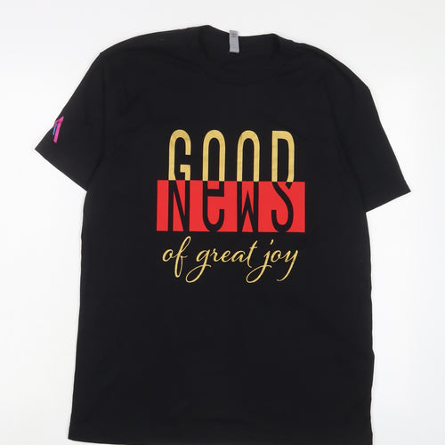 Next Level Womens Black Cotton Basic T-Shirt Size M Crew Neck