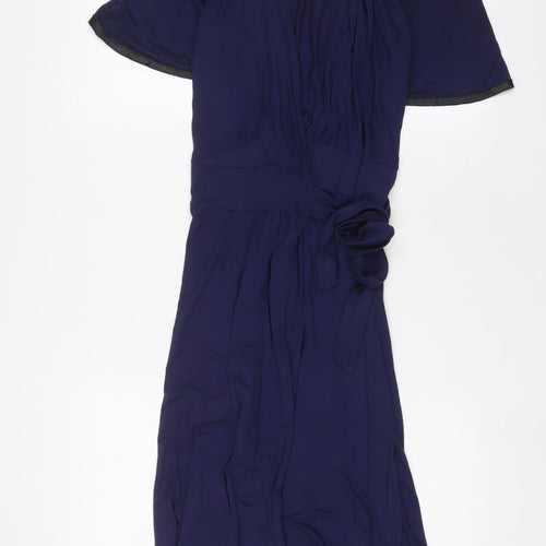 Phase Eight Womens Blue Viscose A-Line Size 10 V-Neck Pullover