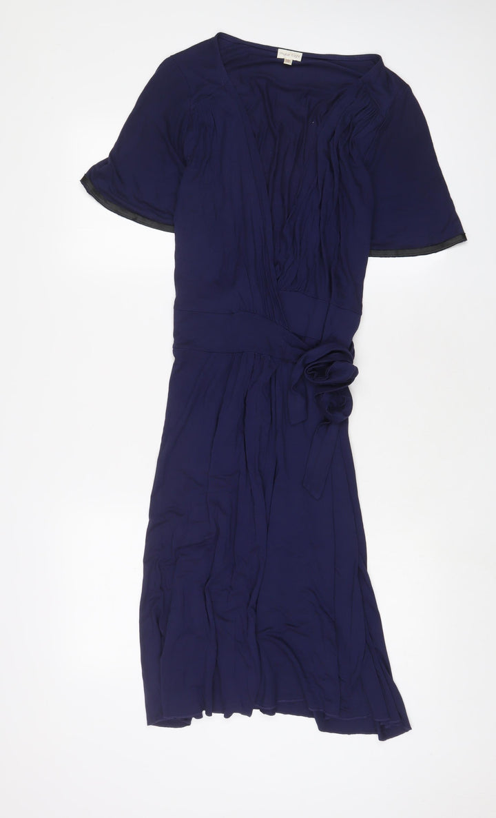 Phase Eight Womens Blue Viscose A-Line Size 10 V-Neck Pullover
