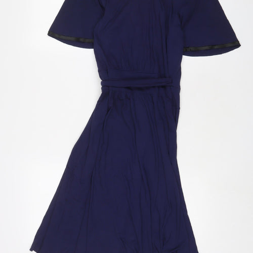 Phase Eight Womens Blue Viscose A-Line Size 10 V-Neck Pullover