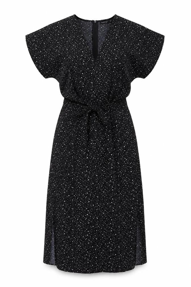 Nasty Gal Womens Black Geometric Polyester A-Line Size 8 V-Neck Zip - Belted