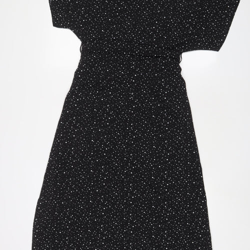 Nasty Gal Womens Black Geometric Polyester A-Line Size 8 V-Neck Zip - Belted