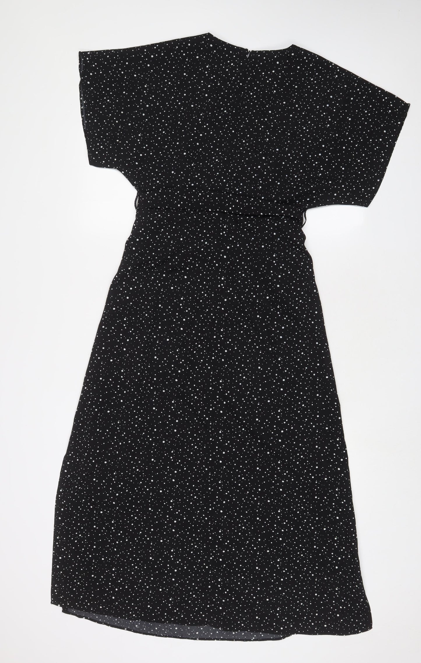 Nasty Gal Womens Black Geometric Polyester A-Line Size 8 V-Neck Zip - Belted