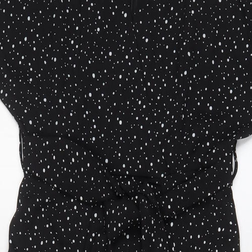 Nasty Gal Womens Black Geometric Polyester A-Line Size 8 V-Neck Zip - Belted