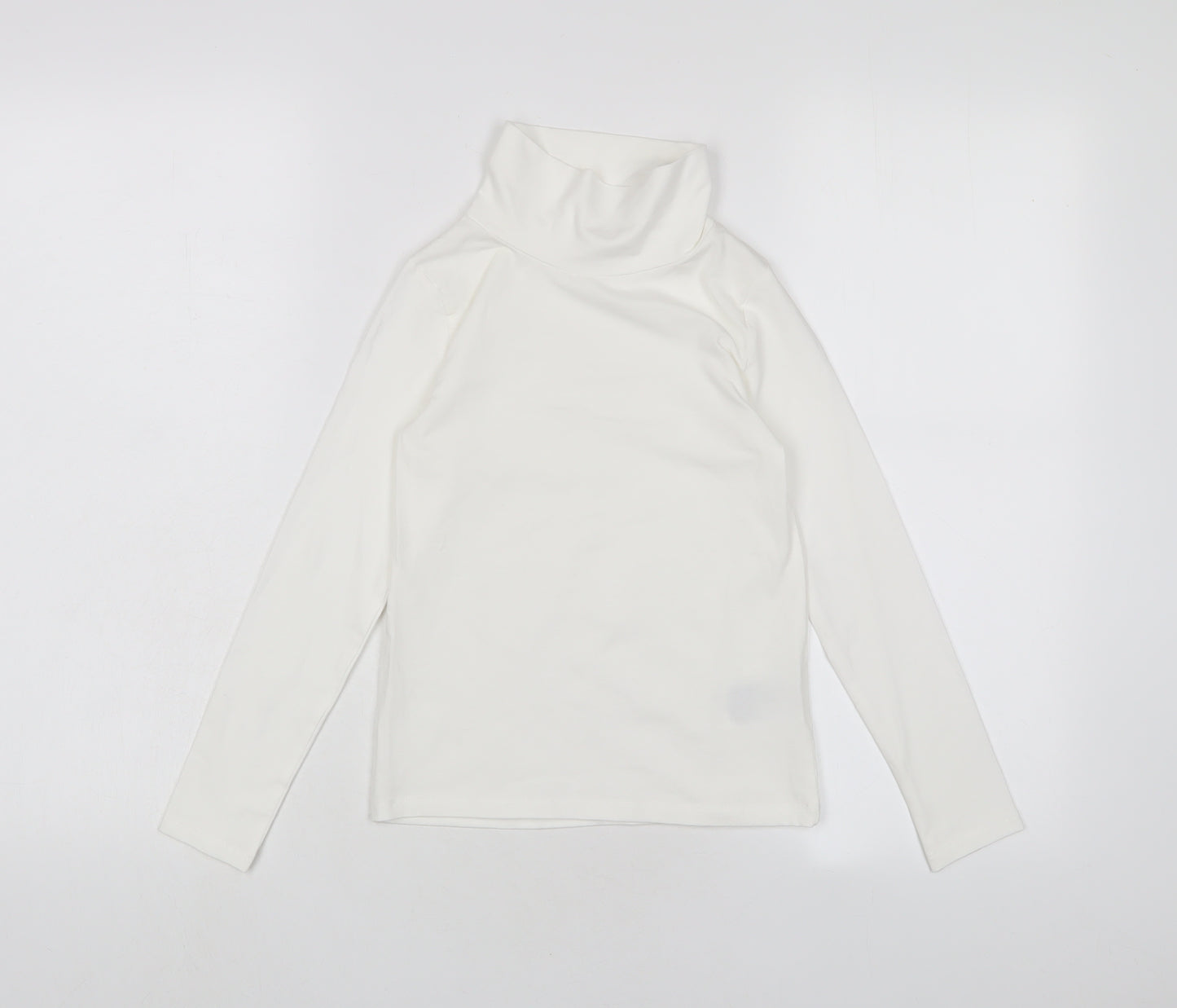 H&M Girls White Cotton Basic Casual Size 6-7 Years High Neck Pullover - 6-8 Years