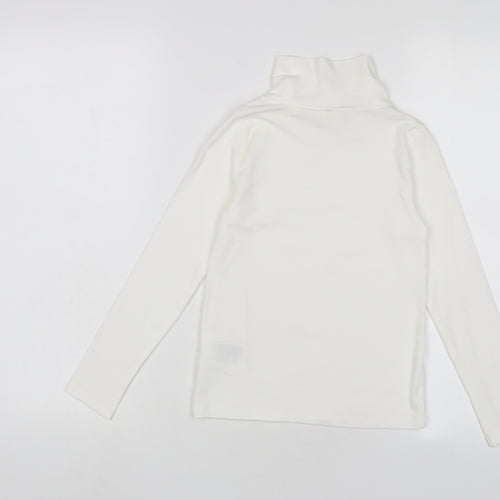 H&M Girls White Cotton Basic Casual Size 6-7 Years High Neck Pullover - 6-8 Years