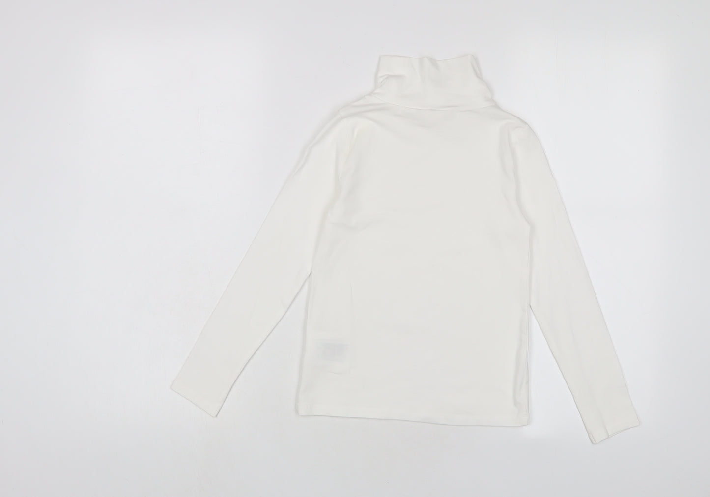 H&M Girls White Cotton Basic Casual Size 6-7 Years High Neck Pullover - 6-8 Years