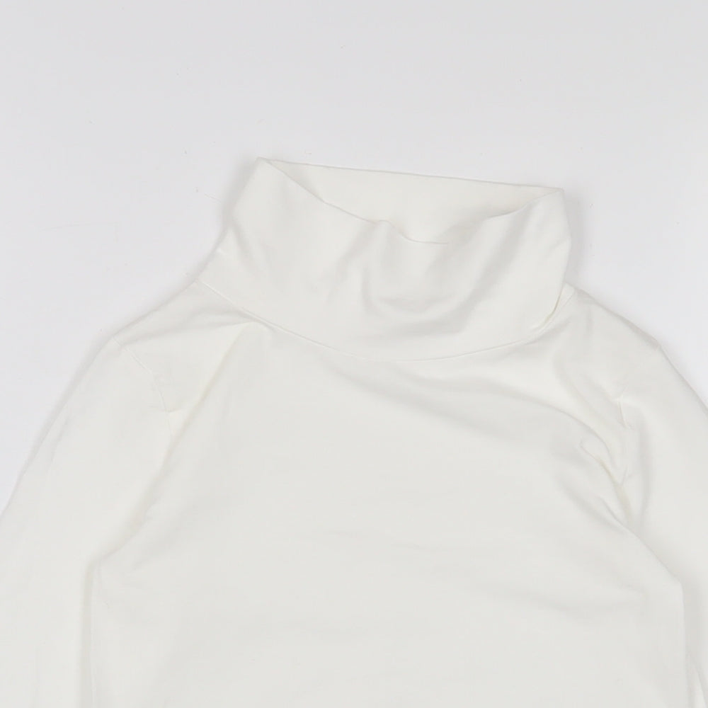 H&M Girls White Cotton Basic Casual Size 6-7 Years High Neck Pullover - 6-8 Years
