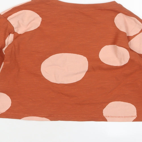 NEXT Girls Brown Geometric Cotton Basic T-Shirt Size 2-3 Years Crew Neck Pullover