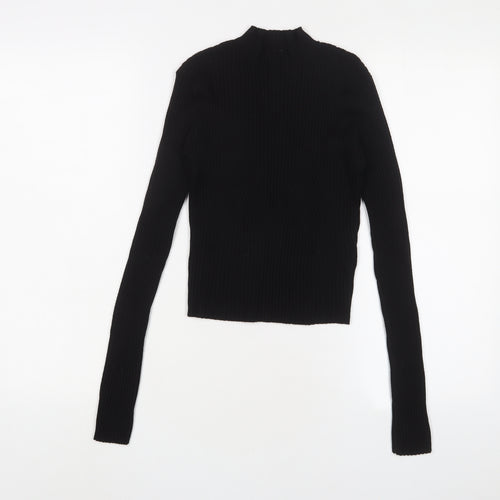 H&M Womens Black High Neck Viscose Pullover Jumper Size M