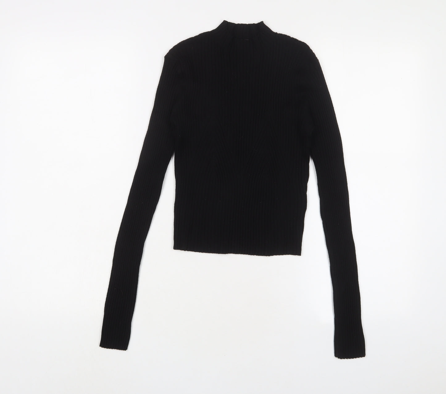 H&M Womens Black High Neck Viscose Pullover Jumper Size M