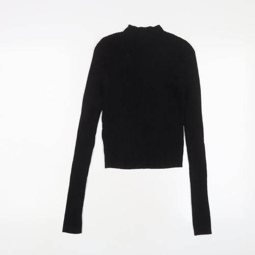 H&M Womens Black High Neck Viscose Pullover Jumper Size M