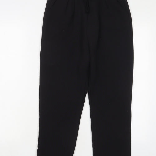 PRETTYLITTLETHING Womens Black Polyester Trousers Size 10 L24 in Regular Drawstring