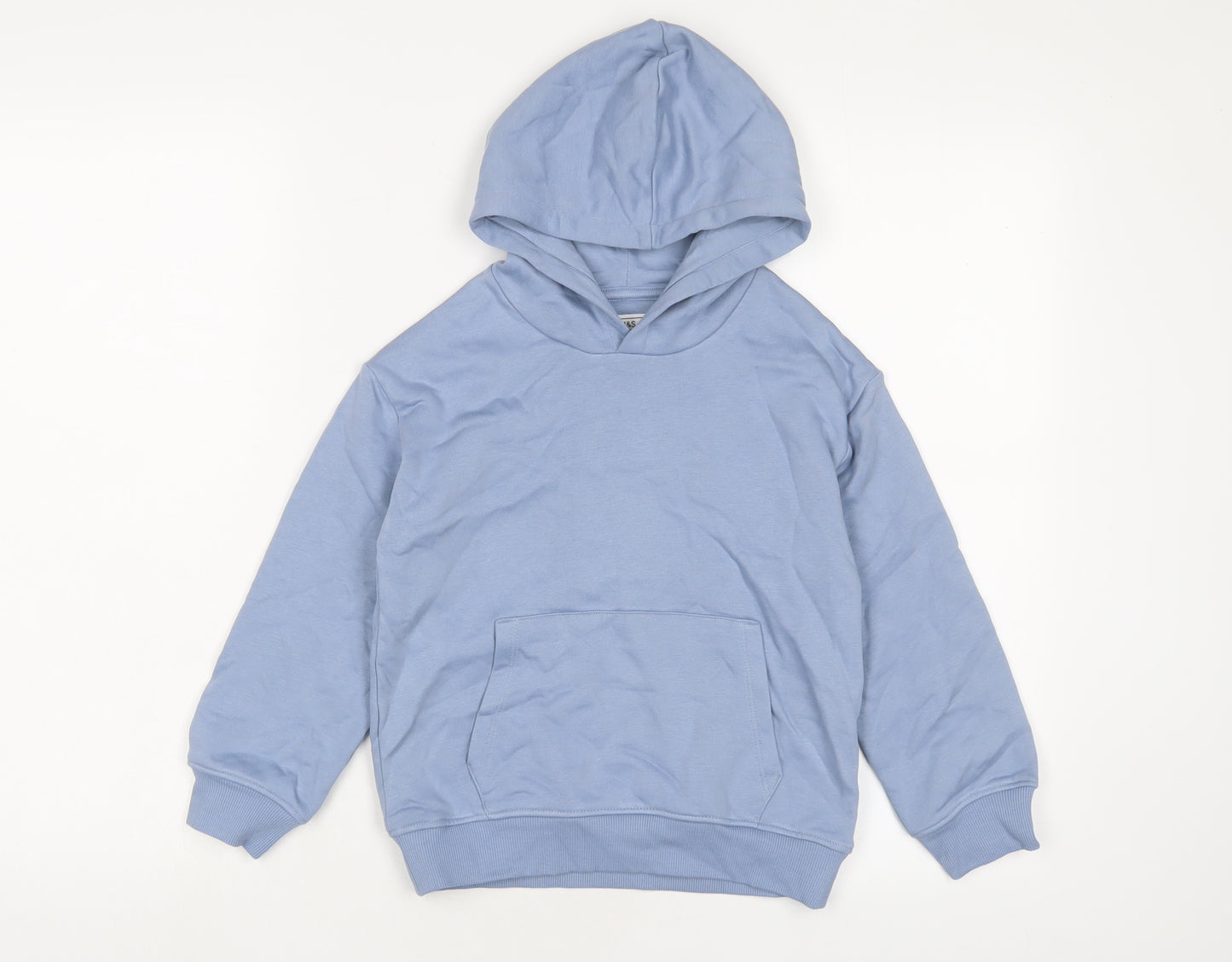 Marks and Spencer Boys Blue Cotton Pullover Hoodie Size 6-7 Years Pullover