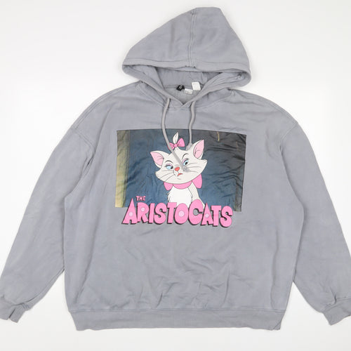 The Aristocats Womens Grey Cotton Pullover Hoodie Size XL Pullover