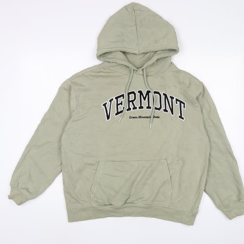 H&M Womens Green Cotton Pullover Hoodie Size S Pullover - Embroidered