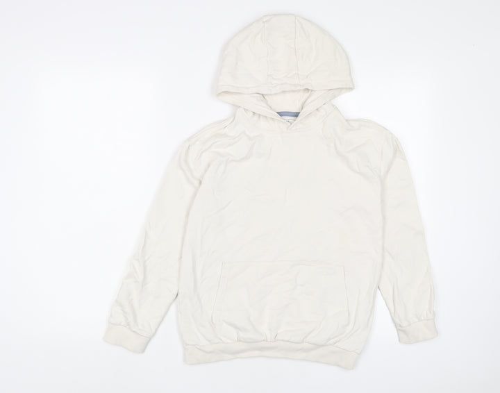 Marks and Spencer Boys Ivory Cotton Pullover Hoodie Size 10-11 Years Pullover