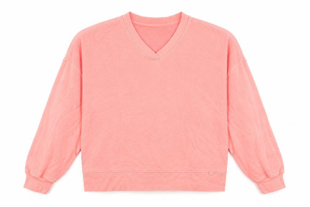 Front view of Marks & Spencer women’s pink cotton pullover sweatshirt, size M, pullover