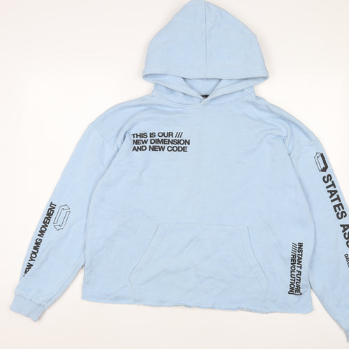 Pull&Bear Womens Blue Cotton Pullover Hoodie Size M Pullover