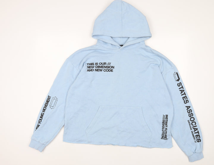 Pull&Bear Womens Blue Cotton Pullover Hoodie Size M Pullover