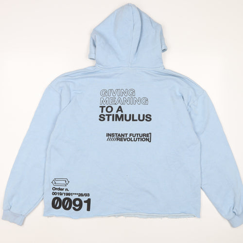 Pull&Bear Womens Blue Cotton Pullover Hoodie Size M Pullover