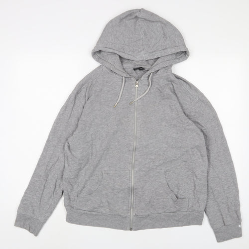 ASOS Womens Grey Cotton Full Zip Hoodie Size 10 Zip