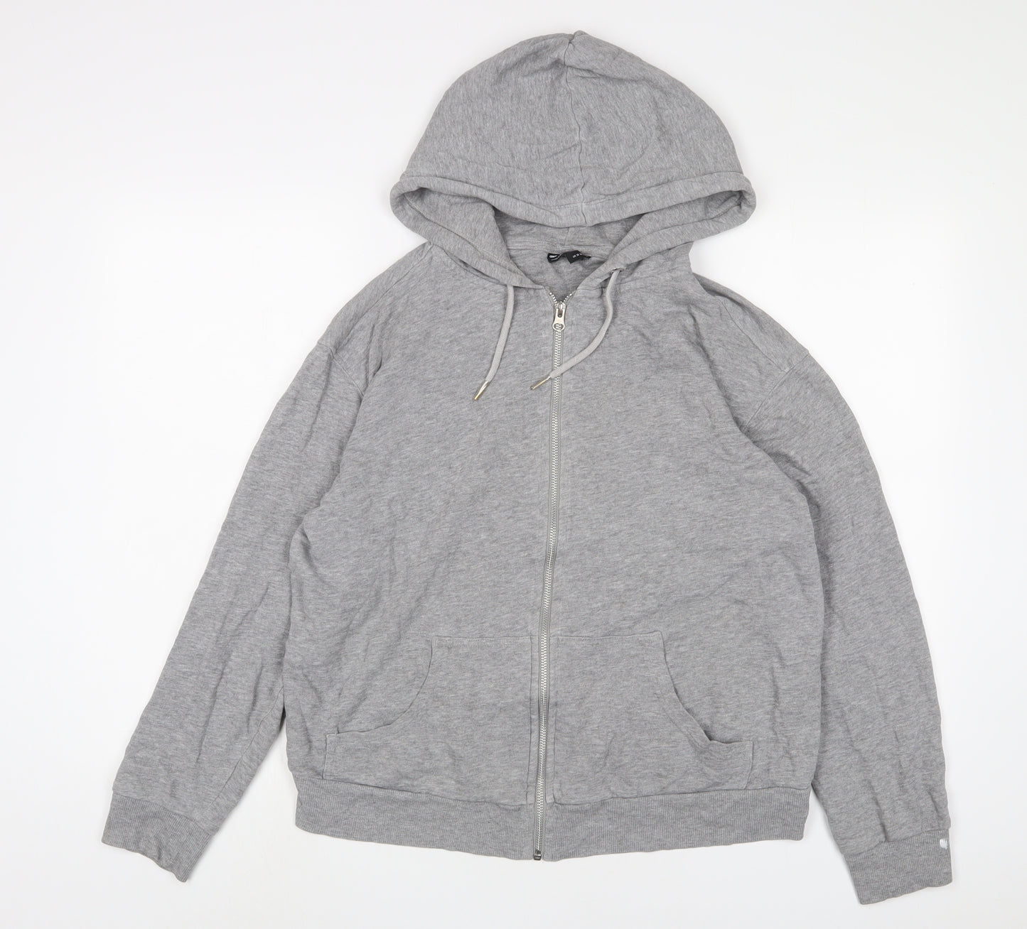 ASOS Womens Grey Cotton Full Zip Hoodie Size 10 Zip