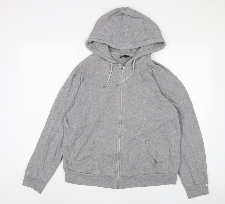 ASOS Womens Grey Cotton Full Zip Hoodie Size 10 Zip